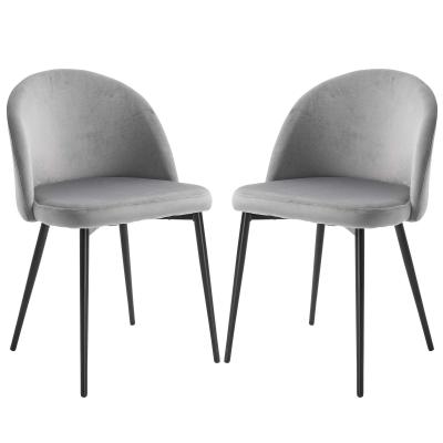 HOMCOM Set de 2 Sillas de Comedor con Asiento y Respaldo Acolchados con Cubierta de Terciopelo Suave y Diseño Moderno Carga 120 kg 49x50x77 cm Gris