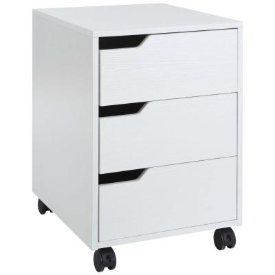 HOMCOM Armario Archivador Móvil para Oficina Cajonera Madera 3 Cajones con Ruedas(2 con Frenos) 40x50x57.5cm