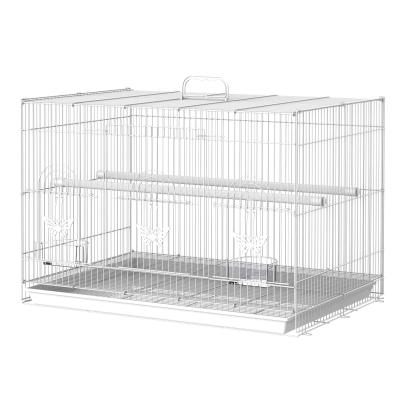 PawHut Jaula para Pájaros 60x41x41cm Pajarera con 2 Perchas y 3 Puertas para Pájaros pequeños Canarios Cotorras de Metal Blanco
