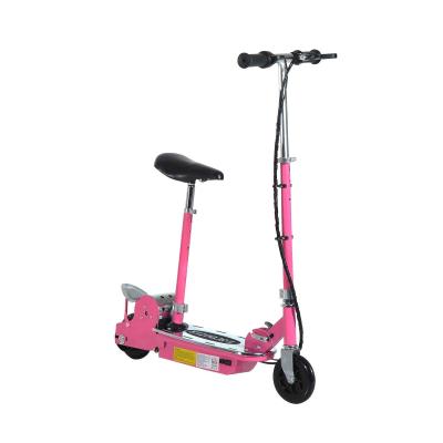 HOMCOM Patinete Eléctrico Niño Scooter Plegable con Manillar y Asiento Ajustable Monopatín con Freno y Caballete 120W Carga 50kg 81,5x38x94 cm Rosa