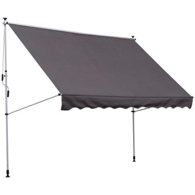 Outsunny Toldo Portátil Balcón Patio de 3x1.5m Toldo Manual Plegable de Aluminio Altura Ajustable con Manivela para Jardín Terraza Exterior Color Gris