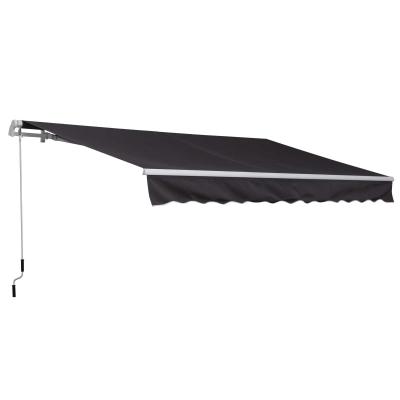 Outsunny Toldo Manual Plegable de Aluminio 3,5x2,5m Toldo Patio Balcón Terraza con Manivela Impermeable Protección Solar UV para Jardín Exterior Aluminio Acero Tela de Poliéster Color Gris