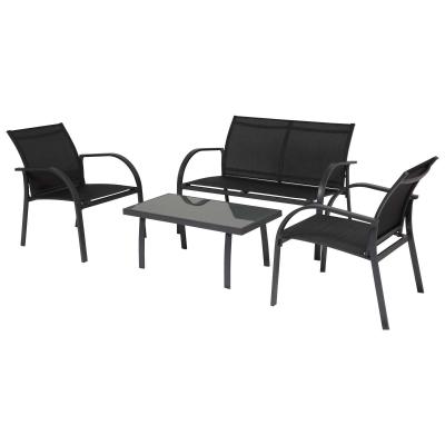 Outsunny Conjunto Set Muebles de Jardín para Interiores y Exteriores 4 Piezas Incluye Una Mesa 84x44x36cm Dos Sillones 67x60x76 cm y Una Sofá 67x110x76 cm Estilo Elegante Negro