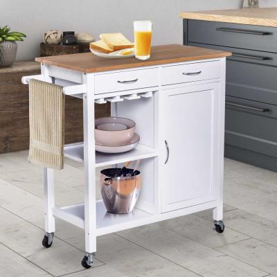 HomCom® Carro de Cocina Carrito de Servir Multiusos Estantería Carrito Auxiliar con Ruedas