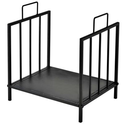 Outsunny Estante de Leña para Chimenea Tradicional Leñero Interior y Exterior Almacenaje para Madera con Asas Diseño Elevado 44,5x33x46,5 cm Negro