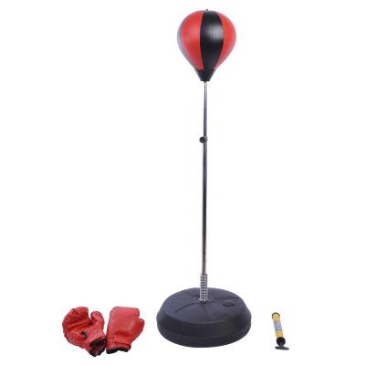 HOMCOM Saco de Boxeo de Pie Punching Ball con Altura Ajustable de 4 Niveles Base Rellenable de Agua o Arena y Guantes para Adolescentes Ø43x125-145 cm Rojo y Negro