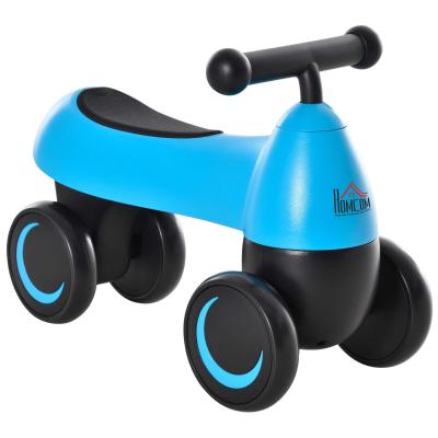 HOMCOM Correpasillos de Equilibrio para Niños Bicicleta sin Pedales Bebés de +18 Meses con 4 Ruedas y Manillar Aspecto Lindo Regalo de Cumpleaños 54x26x38 cm Azul