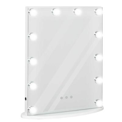 HOMCOM Espejo de Maquillaje Estilo Hollywood Espejo de Tocador con 12 Luces LED Ajustables en Brillo y Temperaturas de Color Interruptor Táctil 41,5x13,5x51 cm Blanco