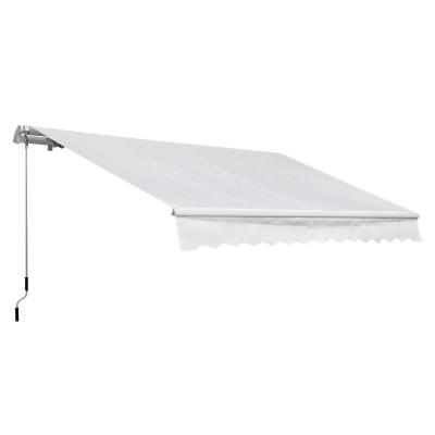 Outsunny Toldo Manual Plegable de Aluminio 3,5x2,5m Toldo Balcón Patio Terraza con Manivela Impermeable Protección Solar UV Color Blanco