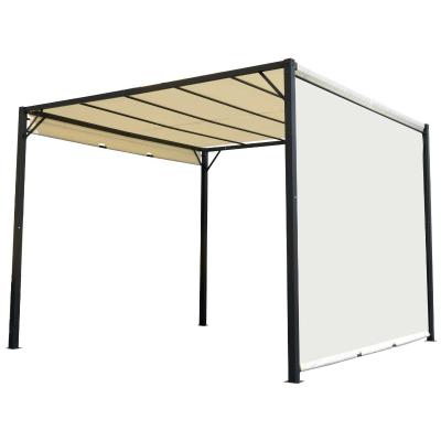 Outsunny Pérgola 3x3m Gazebo Cenador con Techo Retráctil y Pared Lateral Acero Versátil para para Jardín Patio o Terraza Tela Poliéster