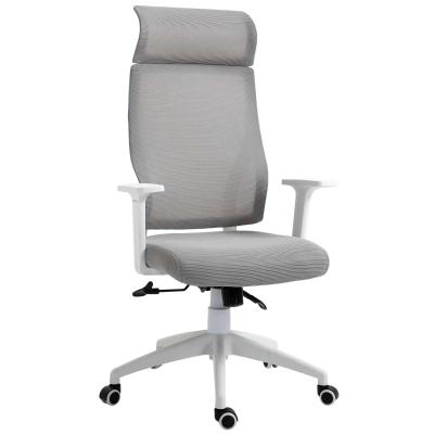Vinsetto HOMCOM Silla de Oficina Ergonómica Silla de Escritorio Giratoria Ajustable en Altura y Reclinable hasta 120° Bloqueo de Posición 64x61x120,9-128,9 cm Gris