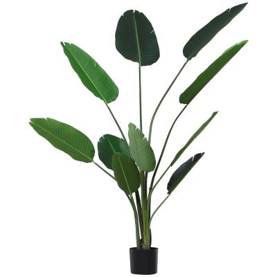 Outsunny Planta Artificial con Hojas Grandes de Palma Árbol Realista con Maceta 10 Hojas Ф18x180cm para Exterior e Interior