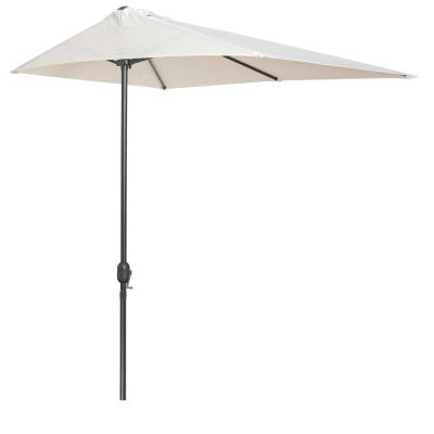 Outsunny Sombrilla Semicircular 230x130x245 cm Parasol para Pared de Jardín con Manivela y Mástil de Metal de Ø38 mm Terraza Balcón Crema