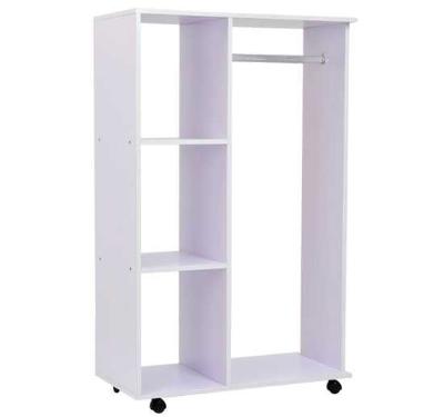 HOMCOM Armario Abierto Colgador Madera Colgador Ruedas 80x40x128cm Blanco