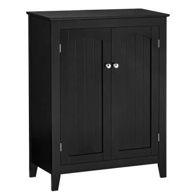 HOMCOM Aparador de Cocina Mueble Auxiliar de Almacenaje con 2 Puertas y Estantes Ajustables para Salón Baño Entrada 70x30x90 cm Negro