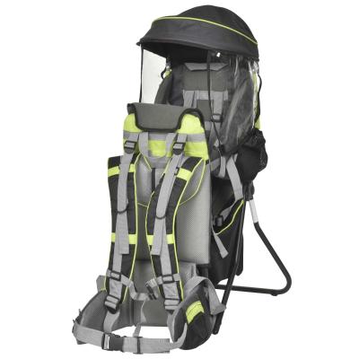 HOMCOM Mochila Portabebés Montaña Plegable Ergonómica Mochila Senderismo con Base de Soporte Múltiples Bolsillos para 6-36 Meses Carga 18 kg 38x77x87,5 cm Verde