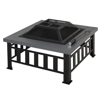 Outsunny Brasero Exterior de Metal Multifuncional tipo Calentador 3 en 1 como Pozo de fuego/BBQ/Cubo de Hielo 81x81x46cm
