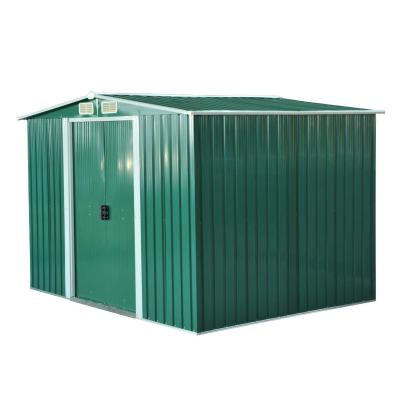 Outsunny Cobertizo Metálico tipo Caseta de Jardín Almacén Galvanizado para Herramientas de Jardinería 258x206x178 cm Verde