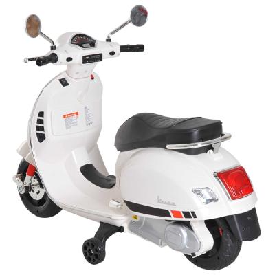 HOMCOM Moto Eléctrica Infantil Coche Triciclo Vespa Scooter Eléctrico a Batería con Luz MP3 USB Bocina para Niños Más de 3 Años Carga 25kg Blanco