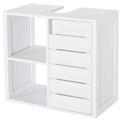 kleankin Mueble Bajo de Lavabo para Baño Suspendido Compacto con 2 Estantes Abiertos y Zona Cerrada 60x30x54 cm Blanco