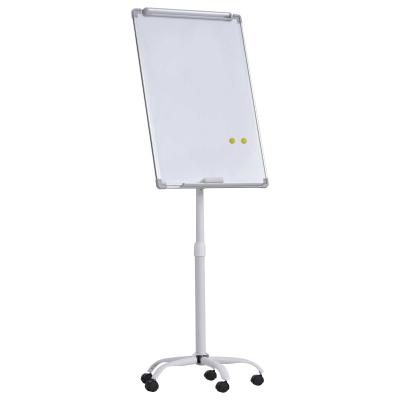 Vinsetto Pizarra Magnética con Ruedas Rotafolio con Caballete Móvil Ajustable en Altura Giratorio 360° Bandeja 5 Ruedas y Frenos Soporte de Metal 62x60x162-194 cm Blanco