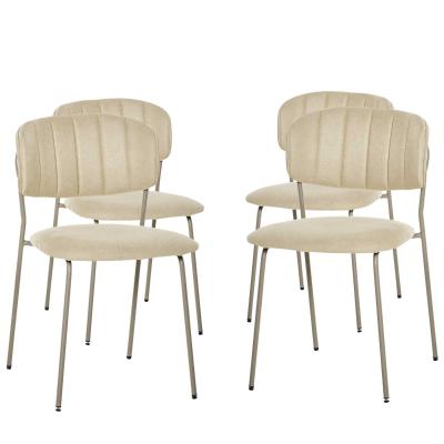 HOMCOM Juego de 4 Sillas de Comedor Apilables con Patas de Metal Estilo Moderno Nórdico para Cocina Bar Restaurante Carga Máx. 100 kg 49,5x55x81 cm Beige