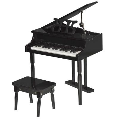 HOMCOM Piano de Cola Electrónico 30 Teclas con Atril Taburete Piano para Niños de Contrachapado Cubierta Pintura 52x50x49 cm Negro