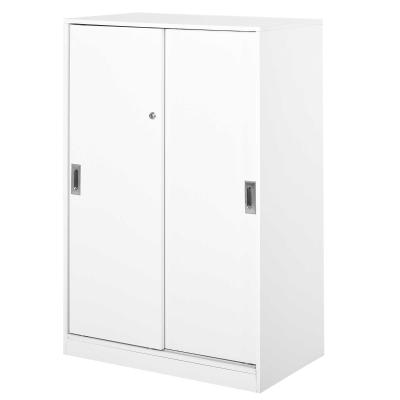 HOMCOM Armario de Oficina Práctico con 2 Puertas Correderas Bloqueables y 3 Estantes para Despacho Estudio 80x40x120 cm Blanco