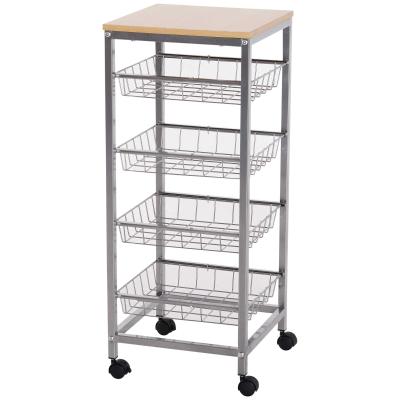 HOMCOM Carro Multiusos de Cocina con Ruedas Carrito Auxiliar Verdulero Frutero 36,5x36,5x89cm Carga Máx. 20kg
