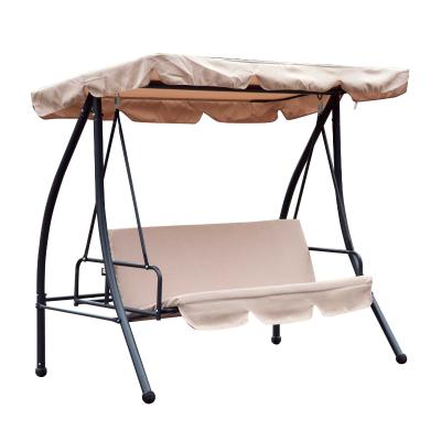 Outsunny Columpio Balancín Jardín 3 Plazas Convertible en Cama Techo Parasol Ajustable Cojín Almohada Aire libre 200x125x170cm Carga máx.300kg