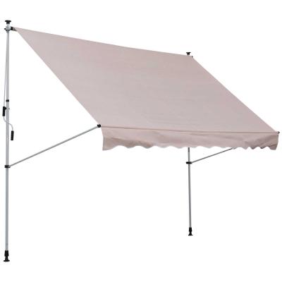 Outsunny Toldo Portátil Balcón Patio de 3x1.5m Toldo Manual Plegable de Aluminio Altura Ajustable con Manivela para Jardín Terraza Exterior Color Beige