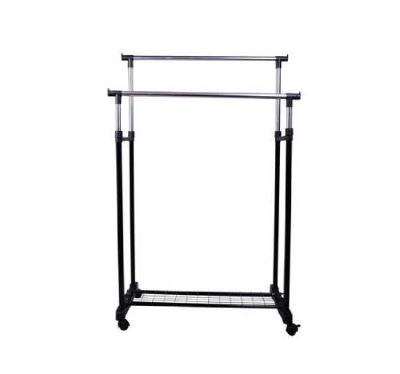 HomCom® Perchero Altura Regulable Colgador Ropa 4 Ruedas Acero Inoxidable Negro 80x43x85-155cm