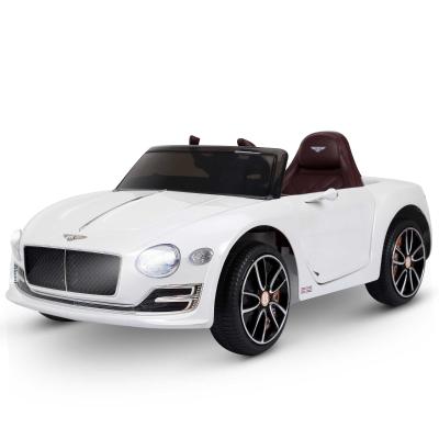HOMCOM Coche Eléctrico 2 Modos de Control con Música Faros Brillantes Retroceder Bentley GT Licencia para Niños de +3 Años Automóvil Infantil 108x60x43 cm Blanco