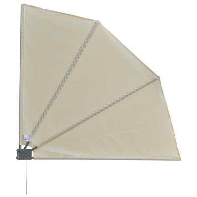 Outsunny Outsuuny Toldo Lateral Plegable de Balcón 120x120 cm en Forma de Abanico Aluminio con Soporte de Pared para Suelo Terraza Patio Beige