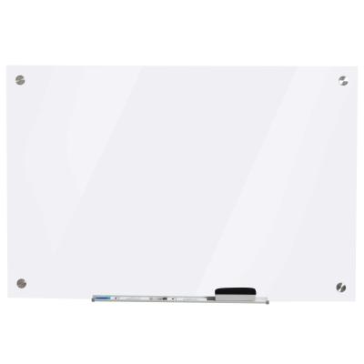 Vinsetto Pizarra Magnética de Cristal con Bandeja Pizarra de Pared sin Marco Incluye 4 Rotuladores y Borrador 90x60x0,45 cm Blanco