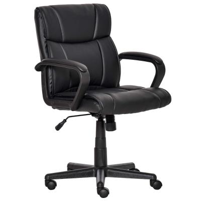Vinsetto Silla de Oficina Ergonómica Silla Escritorio Giratoria con Altura Ajustable Asiento Reposabrazos y Respaldo Acolchados de Piel Sintética 61x69x90-100 cm Negro