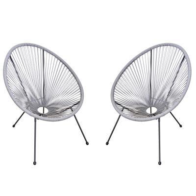 Outsunny Conjunto de 2 Sillas de Jardín de Ratán Pack 2 Sillas Acapulco Forma Ovalada con Reposabrazos Respaldo Alto Interior Exterior 73x77x87 cm Gris