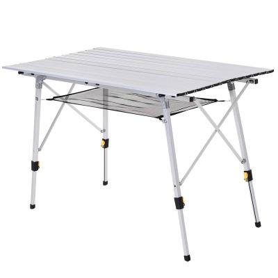Outsunny Mesa plegable de picnic Mesa de camping de aluminio Altura regulable Espacio para 4 personas 120x70x58-73 cm
