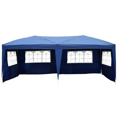 Outsunny Carpa Pabellon 5,91x2,97x2,55 metros Plegable 4 Paneles Ventanas Poliester Resistente de Agua Azul