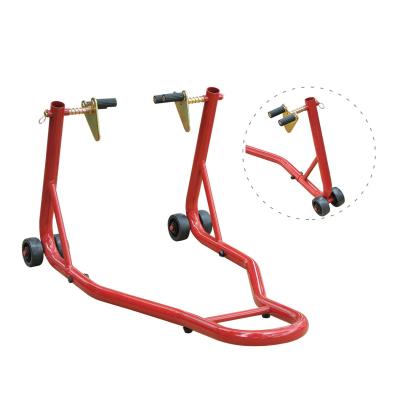 HomCom Caballete Elevador Universal tipo Soporte Delantero de Moto Portátil y Móvil – Color Rojo – Acero – 80 x 50 x 40cm