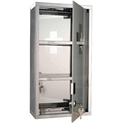 HomCom Armario de Medicinas Botiquín Gabinete de Primero Auxilios Acero Inox 3 Estantes Caja Colgante de Pared con Cerradura 25x12x48cm