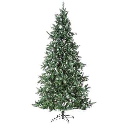 HOMCOM Árbol de Navidad de 2012 Ramas con Soporte Metálico Árbol 210 cm Puntas Blancas Artificial de Navidad Realista para Interiores Verde
