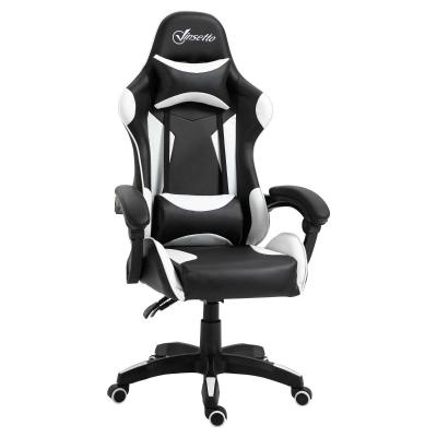 Vinsetto Silla Gaming Profesional Silla de Escritorio Ergonómica Reclinable y Ajustable en Altura con Respaldo Alto Reposacabezas y Reposabrazos 66x66x128-138 cm Blanco