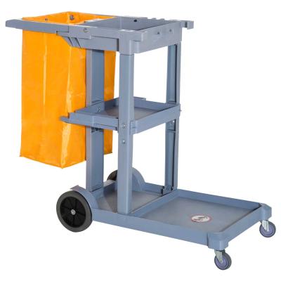 HOMCOM Carro de Limpieza con Bolsa 100L Profesional y Multifuncional con 3 Bandejas y 1 Plataforma 113x50.5x96.5cm