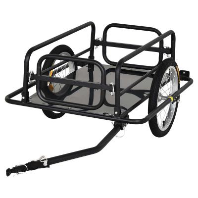PawHut Remolque de Bicicleta para Carga 50kg Carga de Equipaje Marco de Acero Ligero con Reflectores