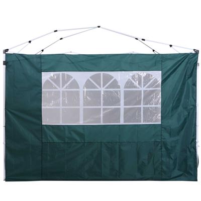 Outsunny® 2 Paredes Parte Laterales para Carpa 3x3m Lado Parasol de Gazebo Tela Oxford con Ventana Medidas 300x200cm Verde Oscuro