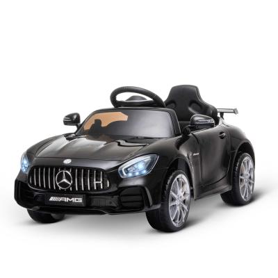HOMCOM Coche Eléctrico para Niños Mercedes GTR con Licencia +3 Años Batería 12V con Mando a Distancia Música Faros Puerta de Doble Apertura Carga 25kg 105x58x45 cm Negro