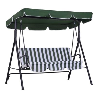 Outsunny Columpio de Jardín de 3 Plazas Silla Balancín con Parasol Techo Ajustable en Ángulo para Terraza Balcón Carga Máx. 200 kg Acero 172x110x152 cm Verde