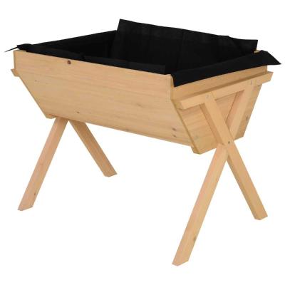 Outsunny Huerto Urbano de Madera 100x70x80 cm Mesa de Cultivo para Plantas Flores Hortalizas con Patas Elevadas 4 Orificios de Drenaje y Tela Geotextil
