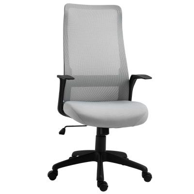 Vinsetto Silla de Oficina Ergonómica Silla Escritorio Giratoria con Altura Ajustable Reposabrazos Soporte Lumbar y Respaldo Alto Transpirable 62x62x113-122 cm Gris